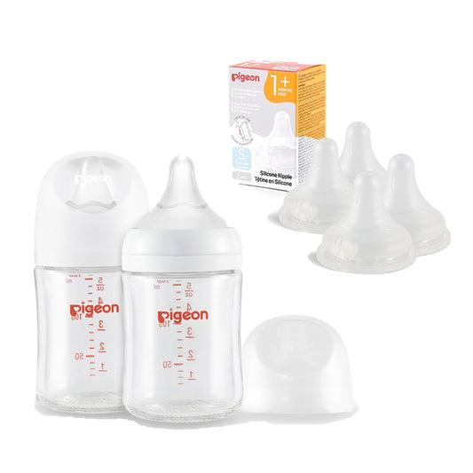 Glass bottles 5.4 Oz(1+ months) 2 packs  with Silicone Nipple(S)