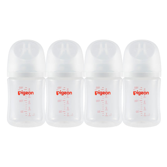 Pigeon PP Nursing Bottle Wide Neck, Streamlined Body, Natural Feel, Easy to Clean, 5.4 Oz（Pack of 4）